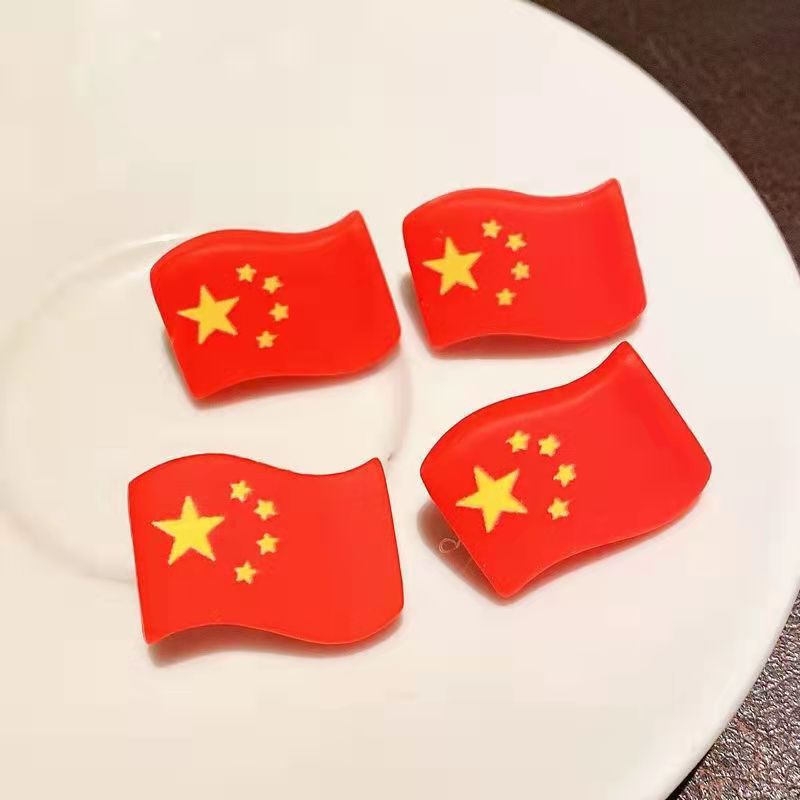 五星红旗发夹节日小礼物批发国庆节国旗发夹爱心头绳创意发饰批发