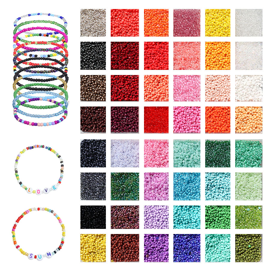 Amazon Cross-Border Hot Selling 2mm Glass Beads Beaded Beads Scattered Beads Jewelry DIY Ornament Accessories Rice Beads Suit