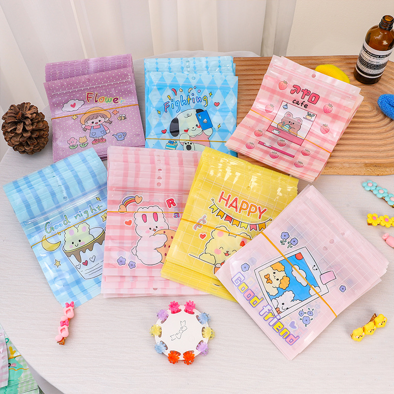 Customized Cartoon Animal Printing Packaging Bag Cute Color Plastic Ziplock Bag Transparent Yin and Yang Ornament Envelope Bag