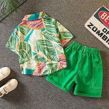 童装夏装男两件套套装儿童夏季帅气港风短袖花衬衫男孩夏威夷沙滩