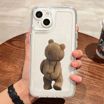 泰迪熊背影适用苹果15手机壳iphone14promax可爱13小众12闺蜜11女