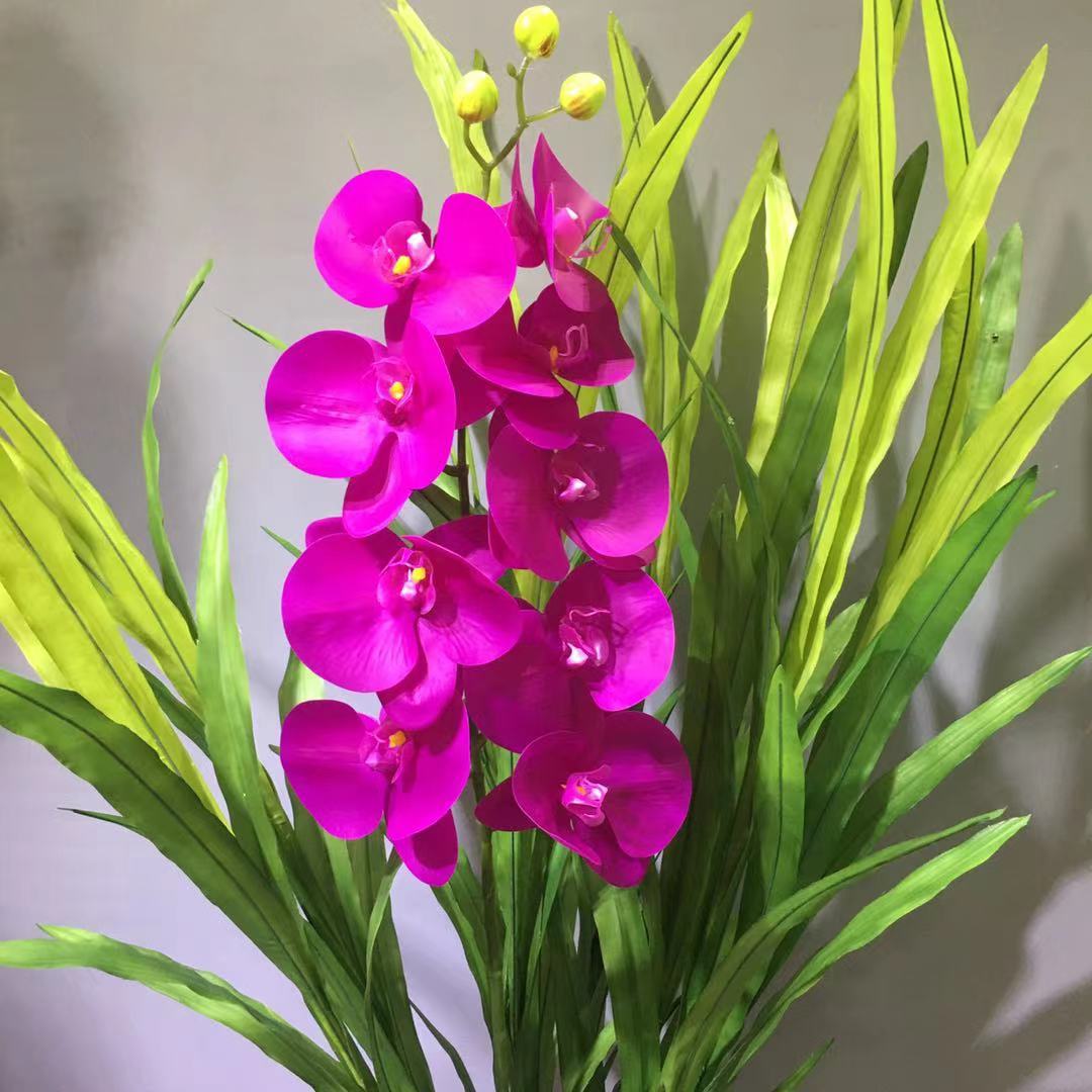 仿真手感紫色胶片蝴蝶兰9花过胶兰花工厂批发年宵花家居装饰工程