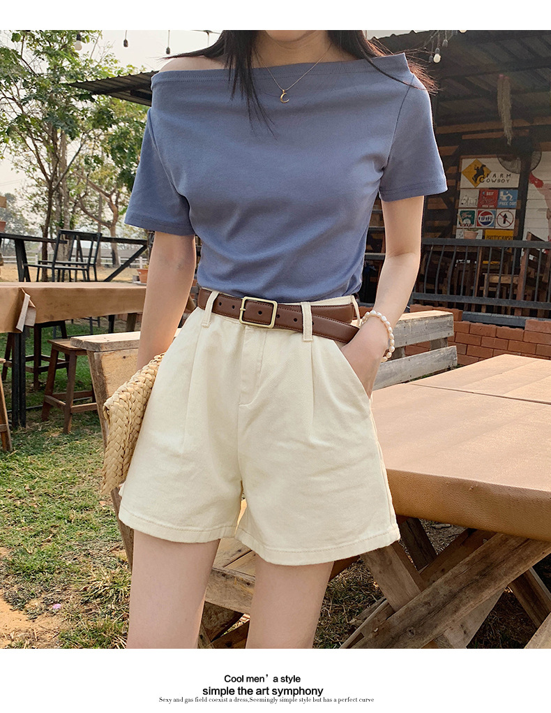 米色牛仔短裤女夏季新款百搭宽松显瘦韩版外穿a字阔腿热裤潮休闲