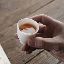 素烧亚光白瓷功夫茶杯德化建白茶具猪油白个人单杯陶瓷主人品茗杯
