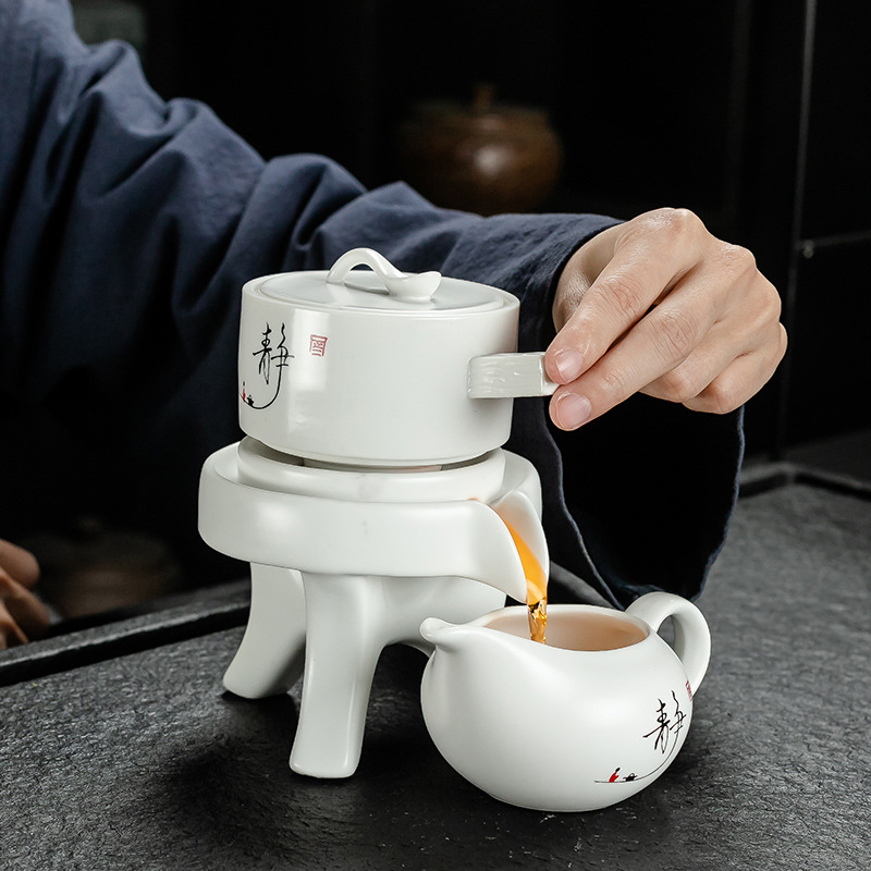陶瓷懒人茶具套装家用简约现代自动泡茶复古创意防烫功夫茶杯茶壶