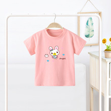 女童短袖T恤夏季2024新款中小童休闲洋气小兔儿童装半袖一件代发