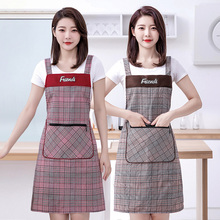 2023新款网红棉布围裙家用厨房做饭工作服女洋气格子透气背带围腰