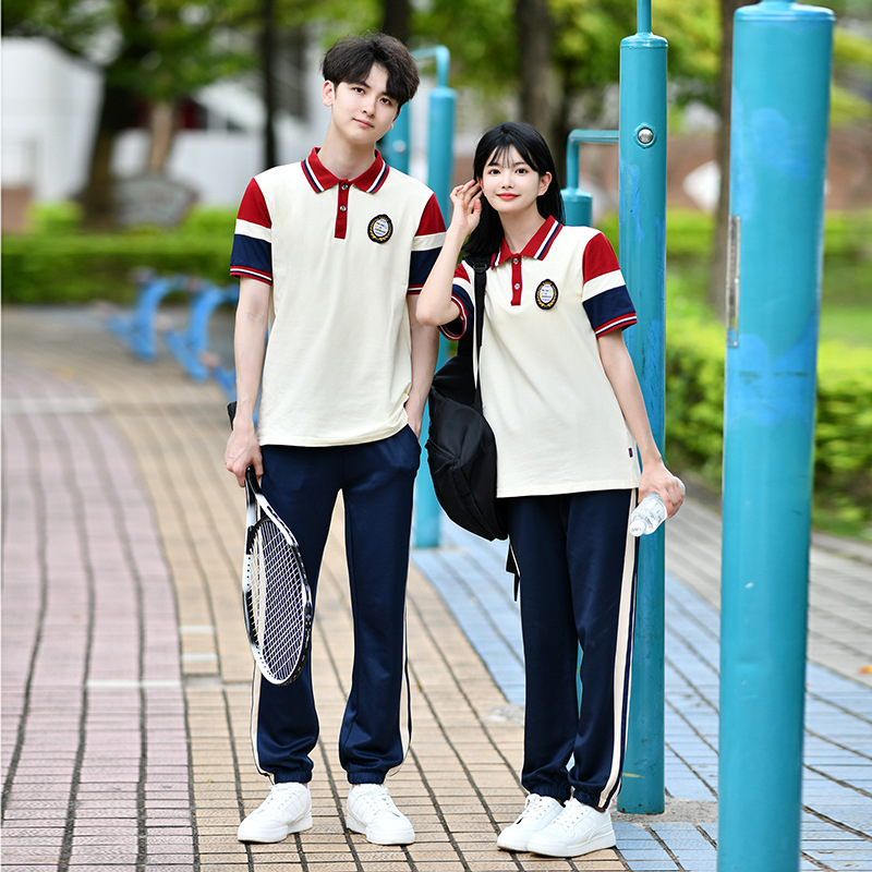 班服初中生夏季新款韩版短袖t恤六年级宽松学院风小学生校服套装