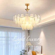 法式奶油风吊灯轻奢羽毛珍珠ins网红创意大气后现代客厅卧室灯具