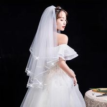 新款高级婚纱新娘结婚头纱高端高级韩式超仙森系亮闪珍珠头纱