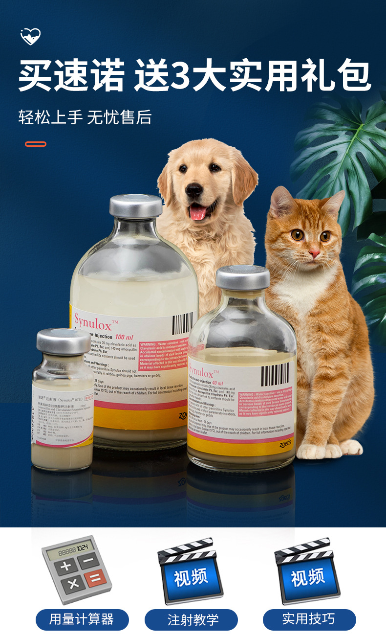 辉瑞速诺针剂注射液批发宠物狗感冒药猫鼻支药猫咪消炎水兽用药品