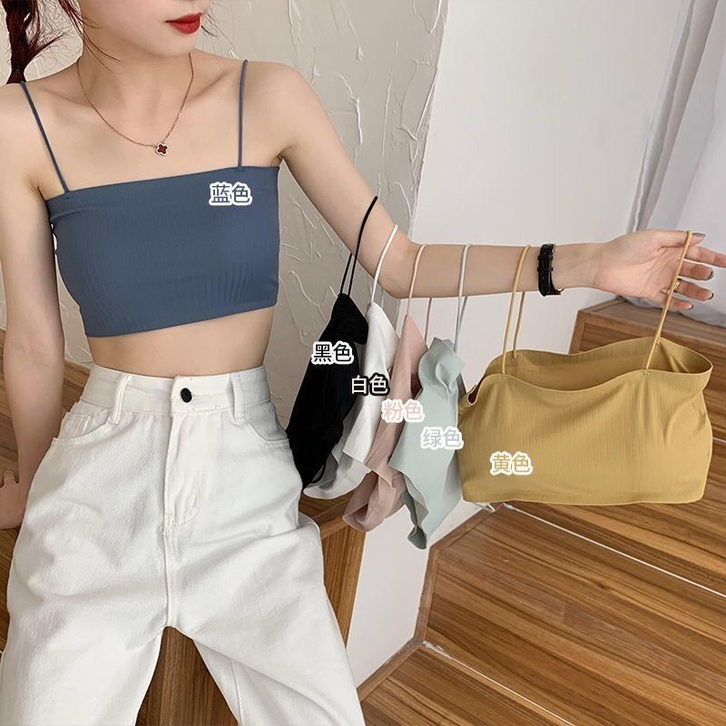 New Ice Silk Sling Tube Top Beauty Back Anti-Walking Light Show Small Chest Bottoming Tube Top Underwear Women's Korean Style Girl Bra