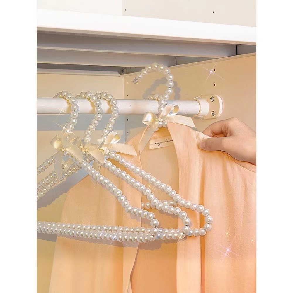 j4lg珍珠衣架 珍珠裤架 裤夹白色塑料婚纱衣挂加粗收纳 家用衣撑