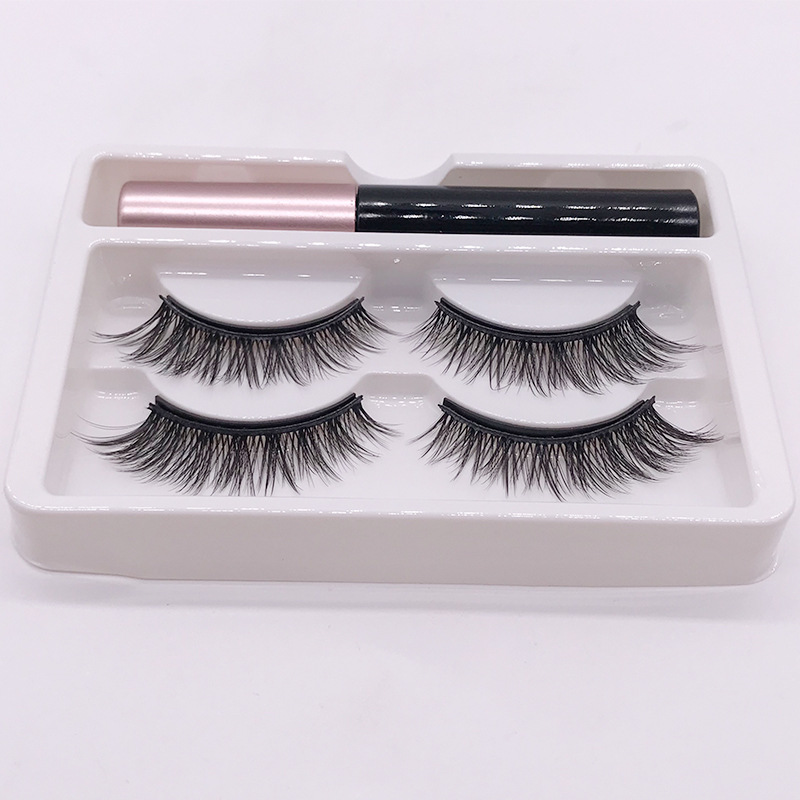 Cross-Border New Two Pairs Magnetic Liquid Eyeliner Package Ten Magnet Eyelash False Eyelashes Wholesale