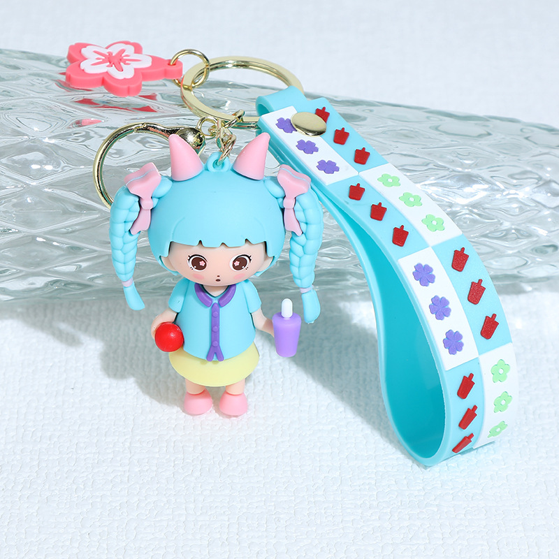 Cartoon Braid Girl Silicone Doll Keychain Pendant Schoolgirl Bag Car Pendant Prize Claw Gift