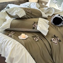 法式轻奢100支澳棉四件套复古花卉印花纯棉被套床单1.8米床上用品