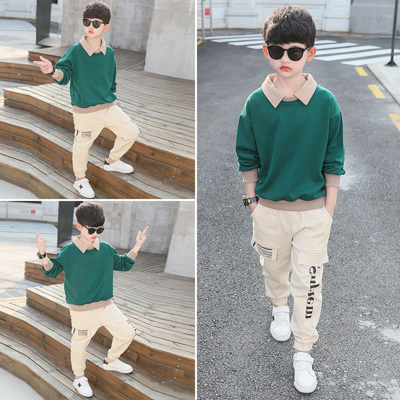 男童春装套装2021新款儿童7韩版8春季10中大童11男孩12童装13岁潮