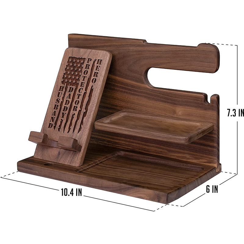 Wooden Phone Bracket Multi-Layer Key Storage Rack Hanging Watch Creative Ornaments Decorations Desktop Storage Rack