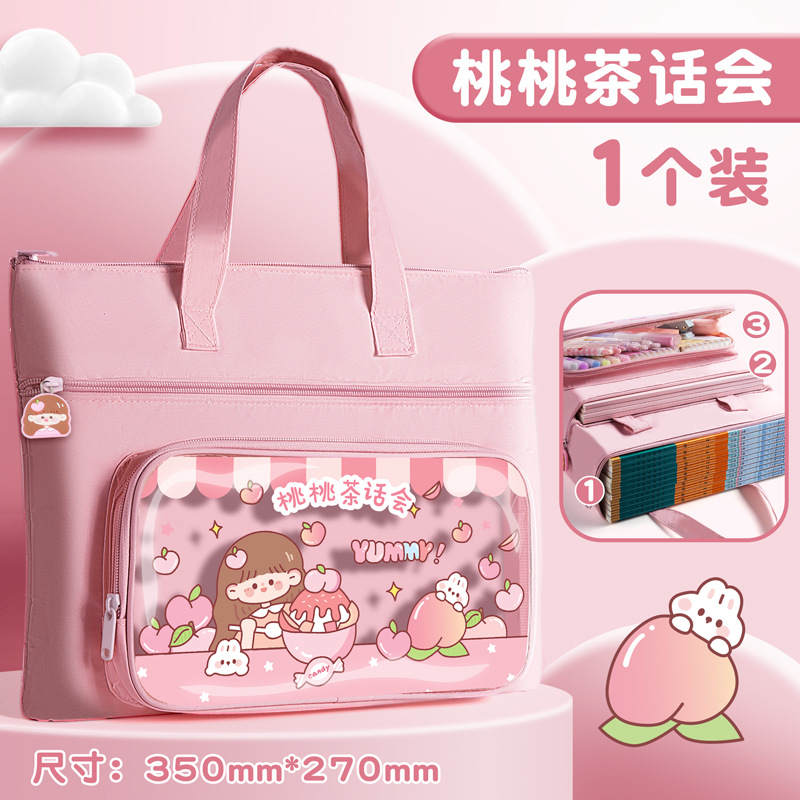 Elementary School Tuition Bag A4 Children's Portable Book Bag Girls Boys Tutorial Class Special Bag Canvas Extra-Class