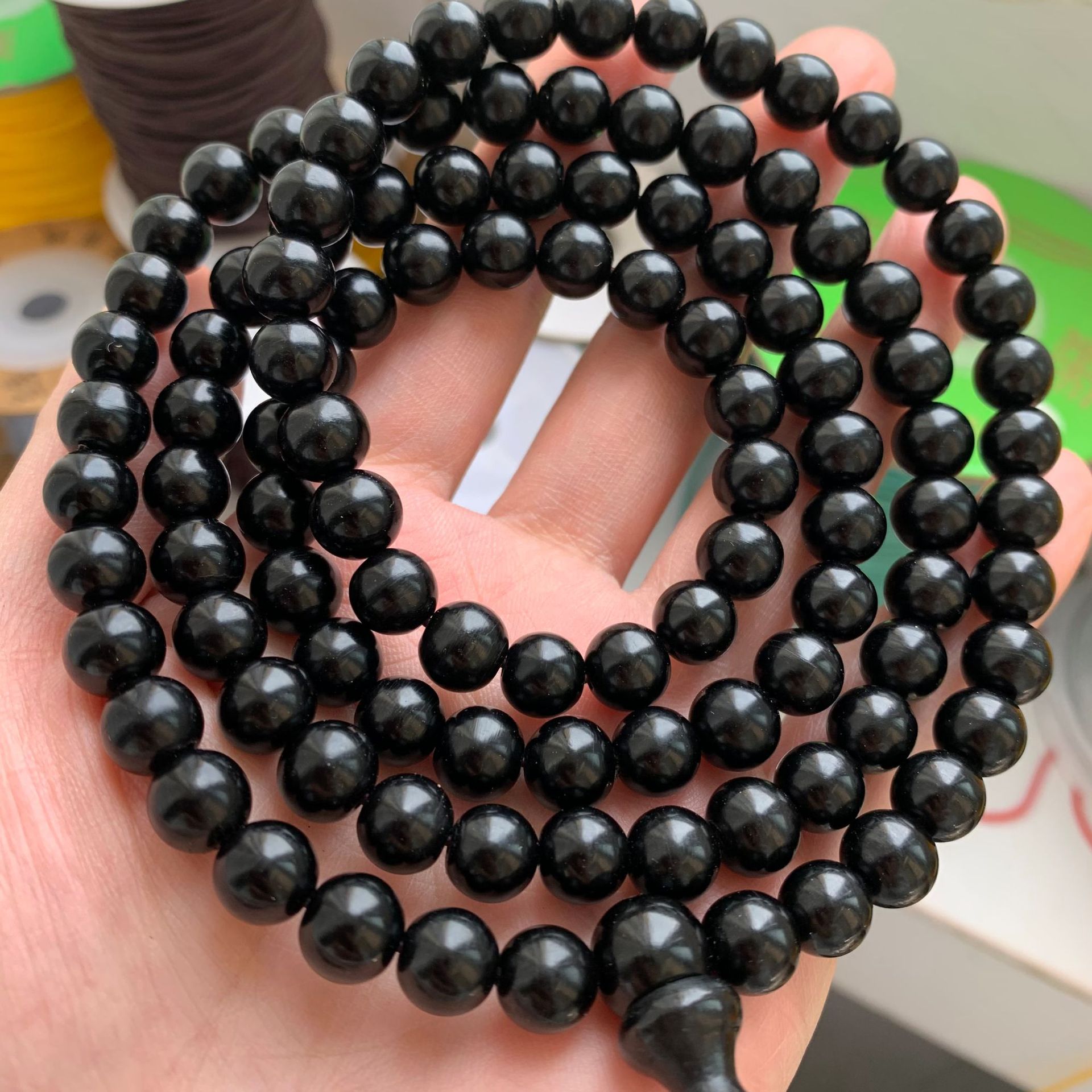 黑牛角108颗佛珠手链牦牛角非洲黑水牛角仿可可西里-阿里巴巴