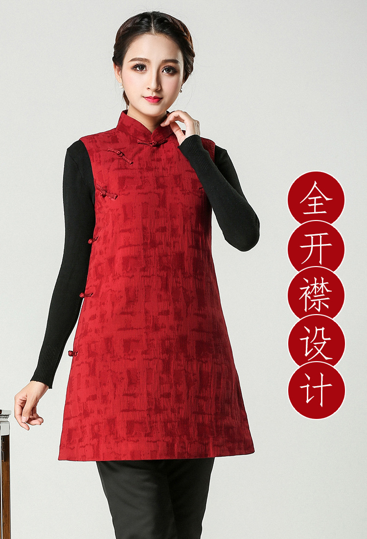 中国风唐装新年衣服中式旗袍马甲背心女秋冬装加棉袄盘扣上衣612
