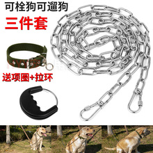 304不锈钢狗链子牵引绳脖套栓狗链大中小型犬铁链项圈狗绳防咬张