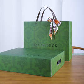 绿色高档水果礼盒空盒子通用轻奢包装盒苹果橙子混装网红礼盒批发