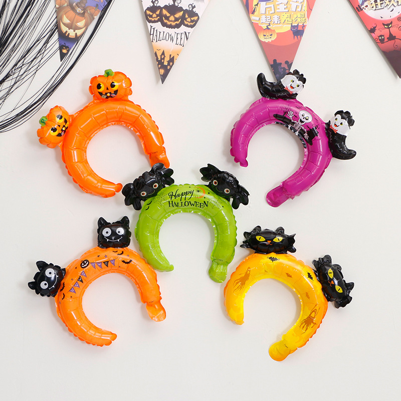 万圣节主题气球幼儿园活动小孩蝙蝠头箍学校场景布置头饰发箍汽球
