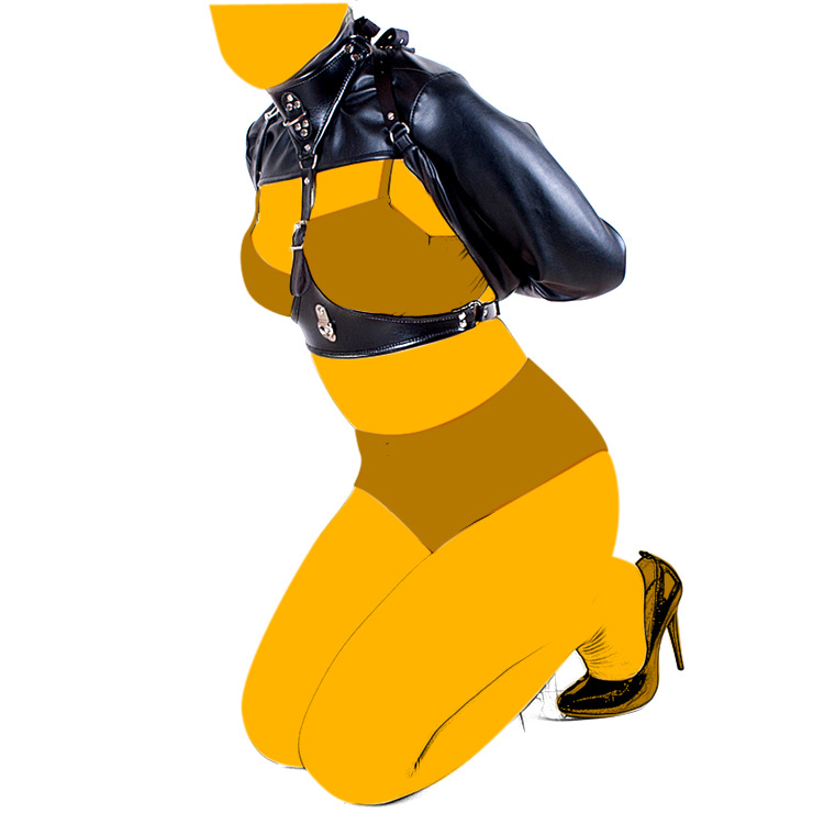 sm情趣露乳露胸皮革束缚衣 捆绑拘束带 调教女用穿戴性爱成人用品