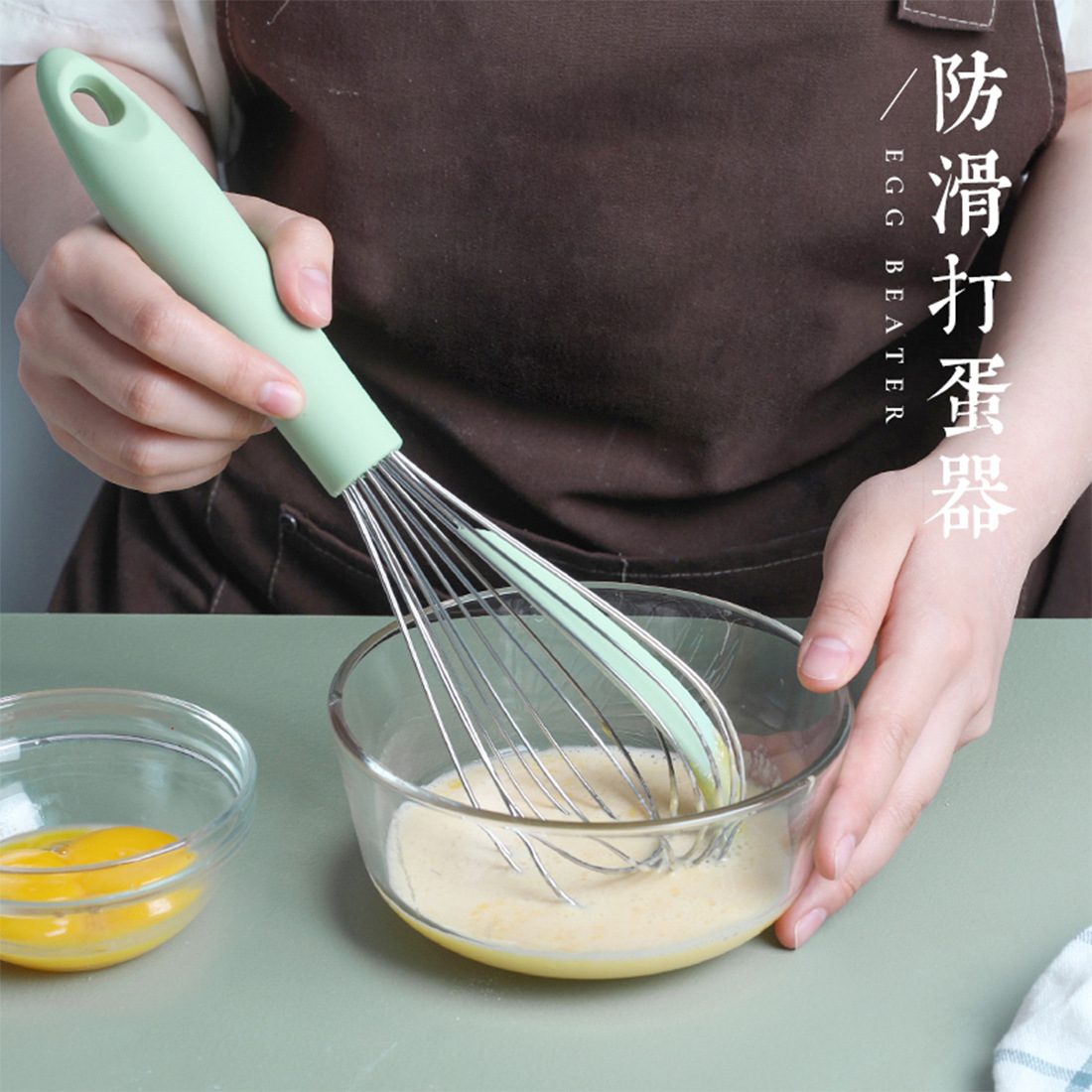 手动打蛋器不锈钢带硅胶刮刀打发鸡蛋淡奶油糖粉搅拌器烘焙工具