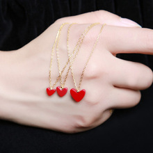 日本专柜正品代购ahkah深田恭子款18k小红心锁骨链爱心珊瑚项链女