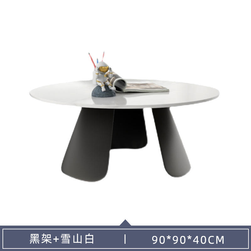 Light Luxury Stone Plate round Tea Table Side Table Combination Modern Simple Small Apartment Living Room Home Size round Tea Table