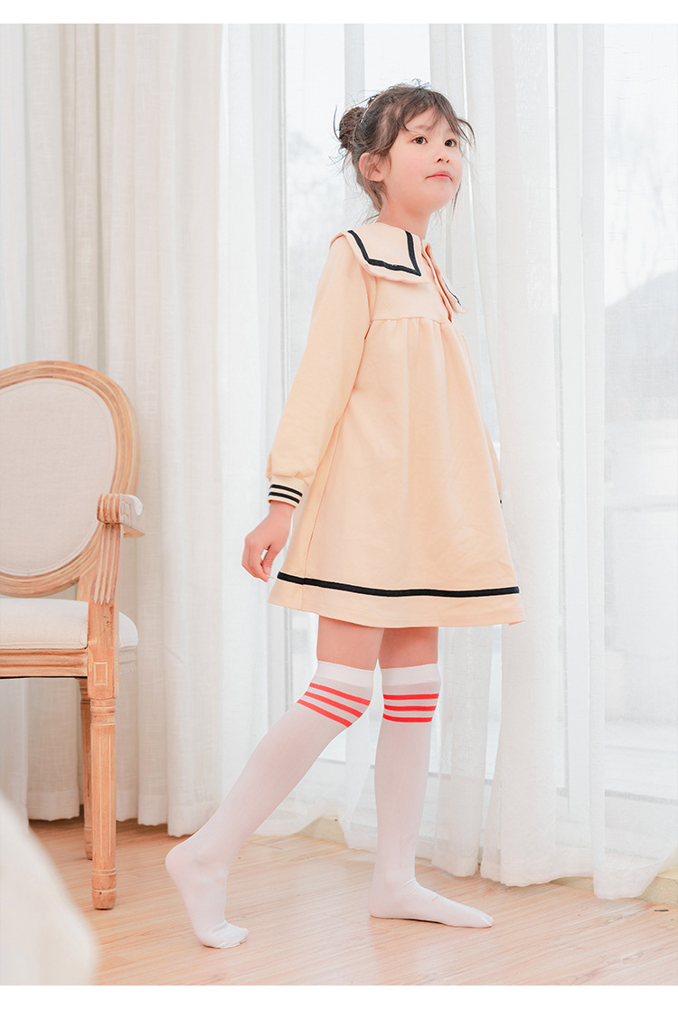 儿童中筒袜小学生袜春秋新款白色女童过膝袜宝宝韩版夏季长筒袜子