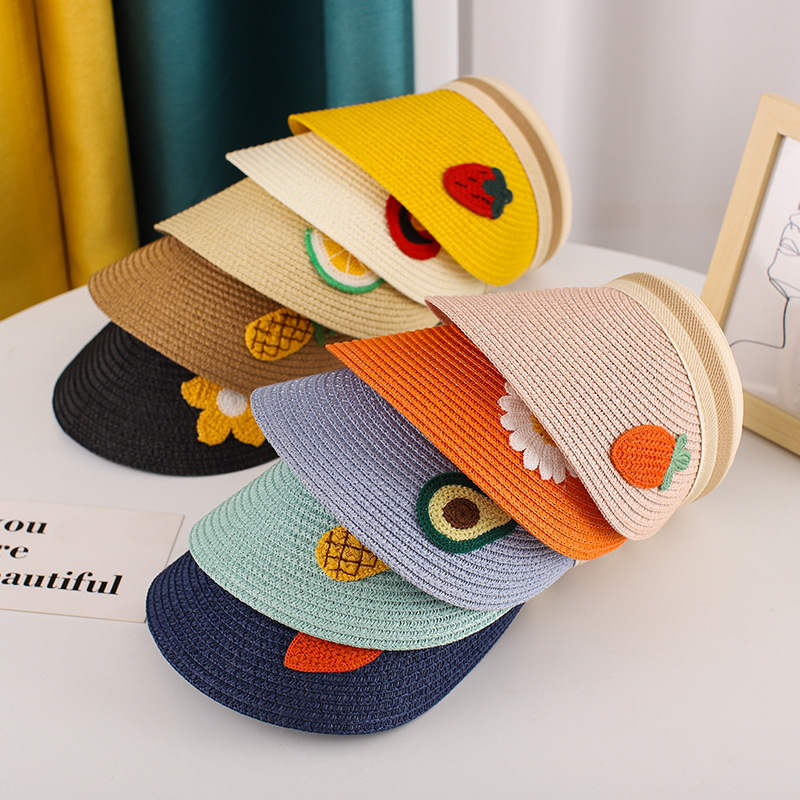 children‘s topless hat sun protection sun hat uv protection peaked cap boys and girls cartoon dinosaur big brim straw hat