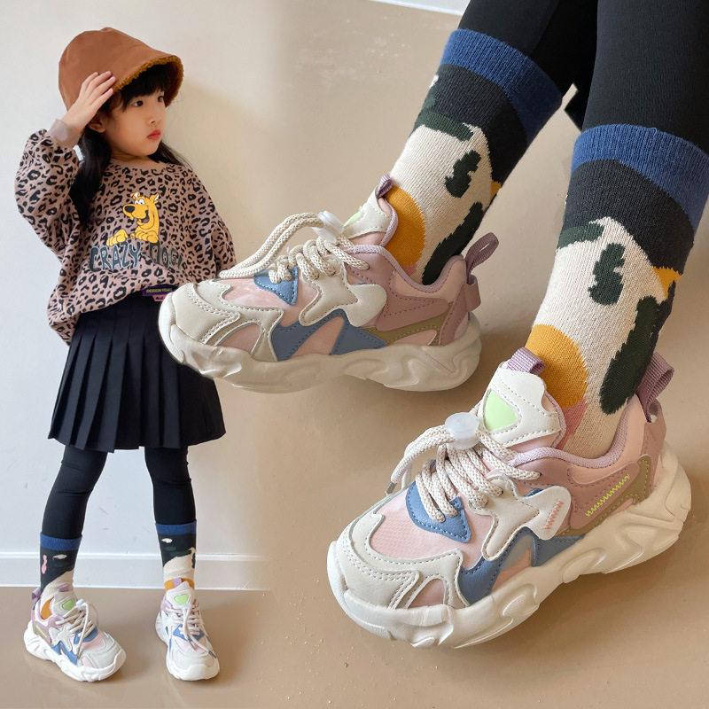 Girls' Shoes Sneakers 2023 Spring New Fashion Clunky Sneakers Spring and Autumn Boys' Toddler Children Teens Running Shoes Fashion