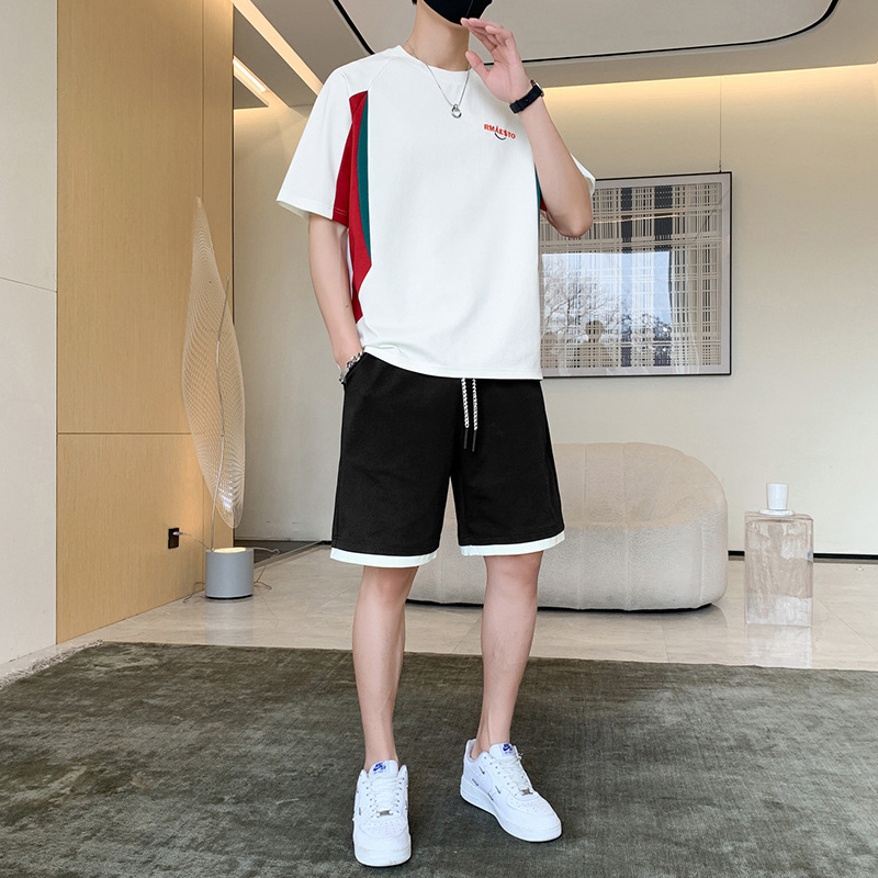休闲运动套装男士夏季潮牌宽松青少年短袖短裤男装搭配帅气套装