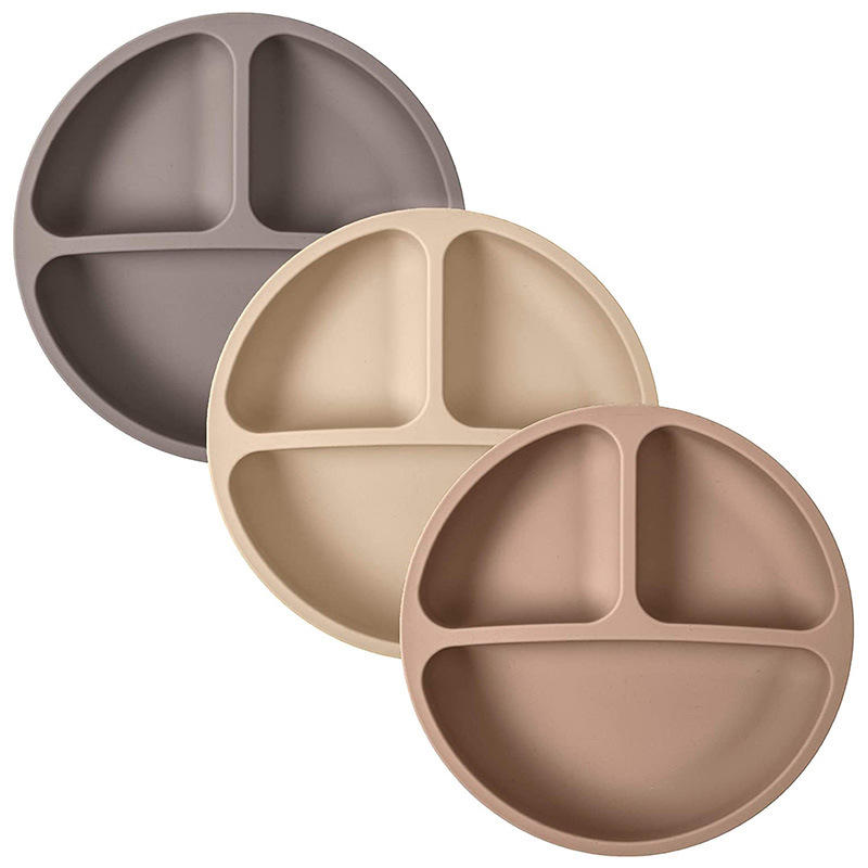 幼儿分格硅胶餐盘硅胶儿童餐盘 不含双酚 a 可用洗碗机微波炉烤箱