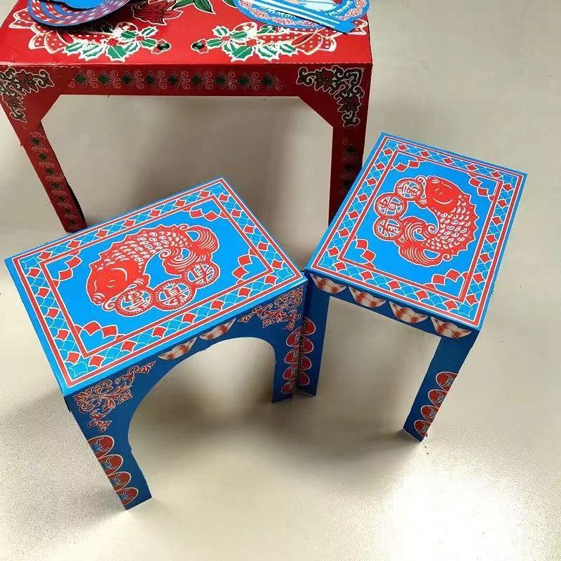 祭祀用品纸扎餐桌凳子纸活烧纸冥币纸钱清明上坟殡葬用品