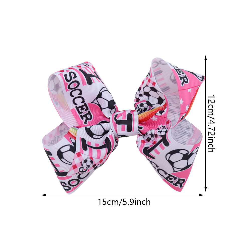 European and American Amazon New Sports Theme Barrettes Girls' Football Print Bow Edge Clip Rugby Hair Accessories