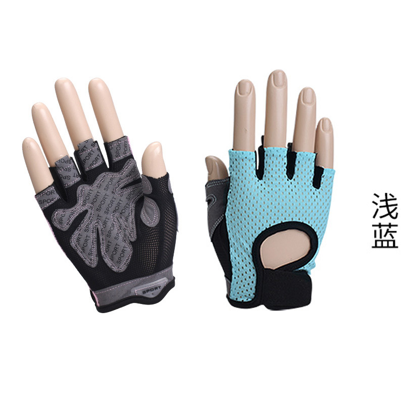 Half-Finger Fitness Gloves Women's Training Gym Dumbbell Yoga Non-Slip Sports Riding Butterfly Mesh Breathable Thin Foreign Trade