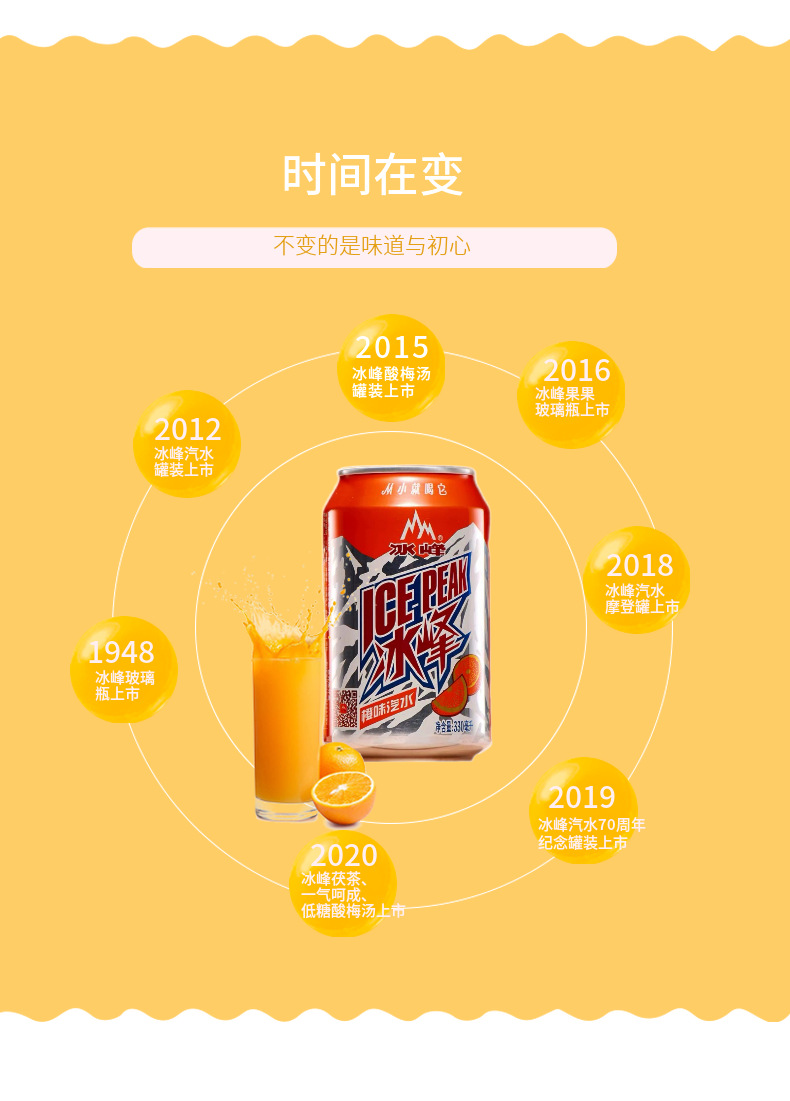 冰峰汽水酸梅汤330ml24罐装橙味 特产饮料碳酸西安批发易拉罐整箱