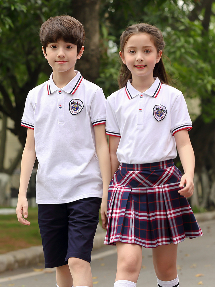 小学生校服夏装短袖儿童运动polo衫套装英伦风幼儿园园服班服