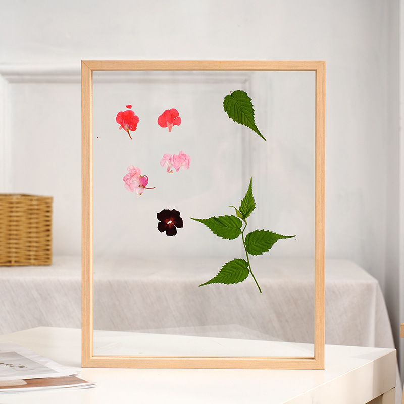 Creative Hollow Double-Sided Transparent Glass Display Picture Frame Dried Flower DIY Specimen Three-Dimensional Suspension Table-Top Solid Wood Photo Frame