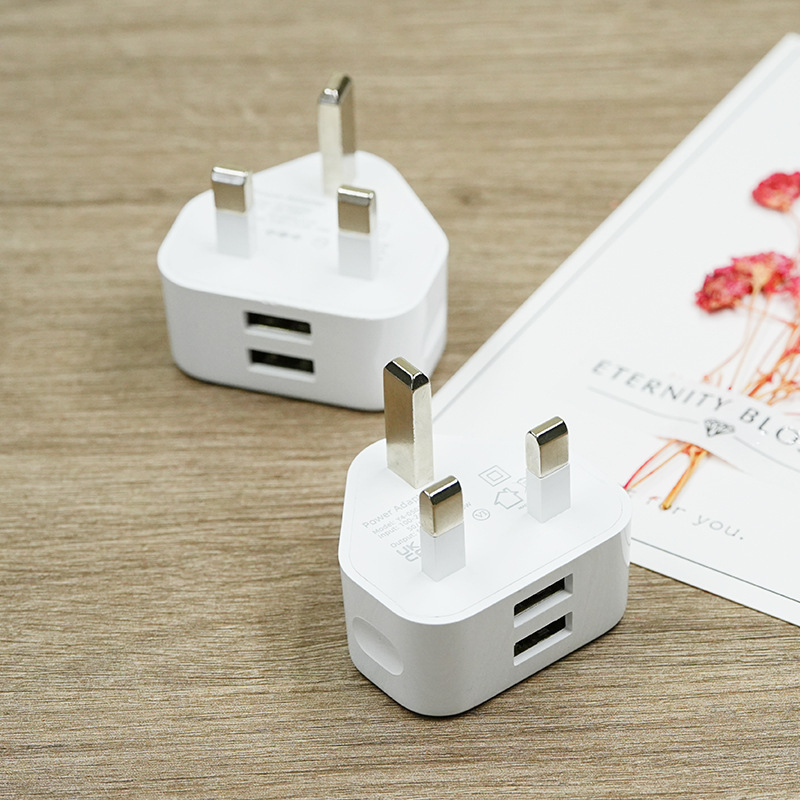 英规双口usb5v2a手机充电器三脚插头充电头快充电源适配器跨境