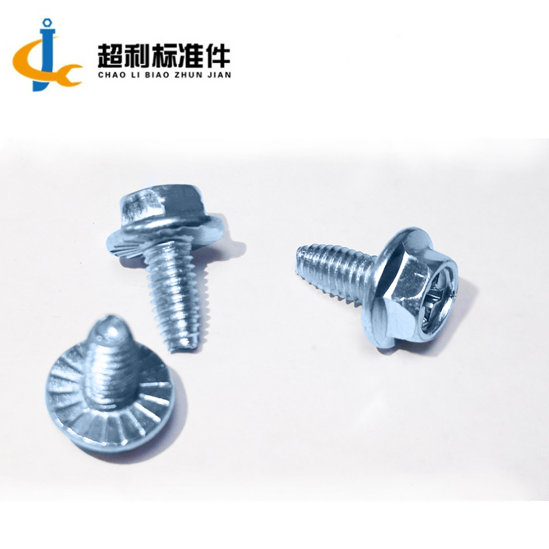 Cross Recess Hexagonal Head Flange Surface Triangle Tooth Lock Bolt Concave Brain Hexagonal Cross Flange Triangle Tooth M4-M6