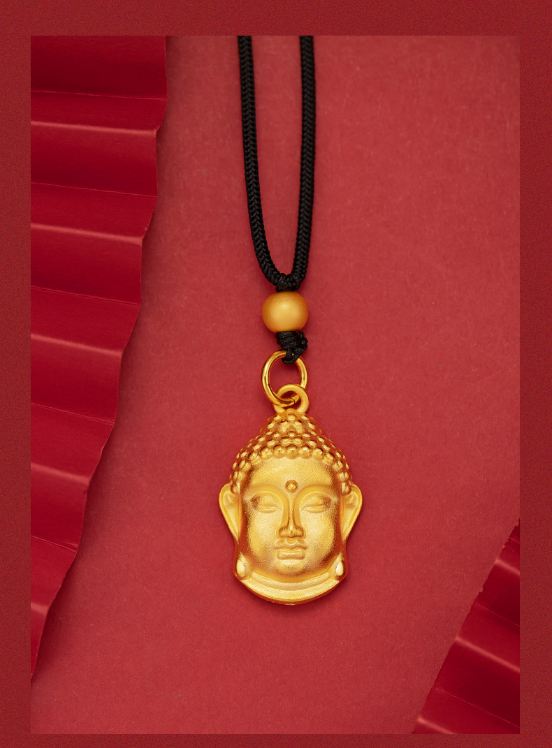 金版国潮佛头吊坠越南沙金网红款精品3d古法平安佛头挂坠男女同款