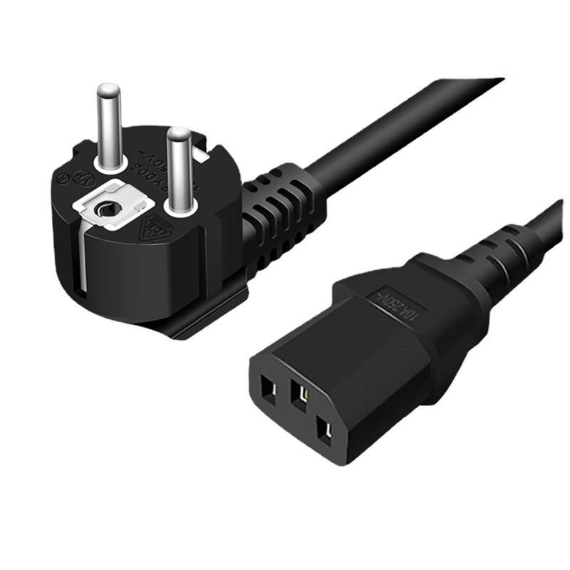 欧标vde认证品字尾三芯电脑电源线带插头欧规欧式三孔插头线16a