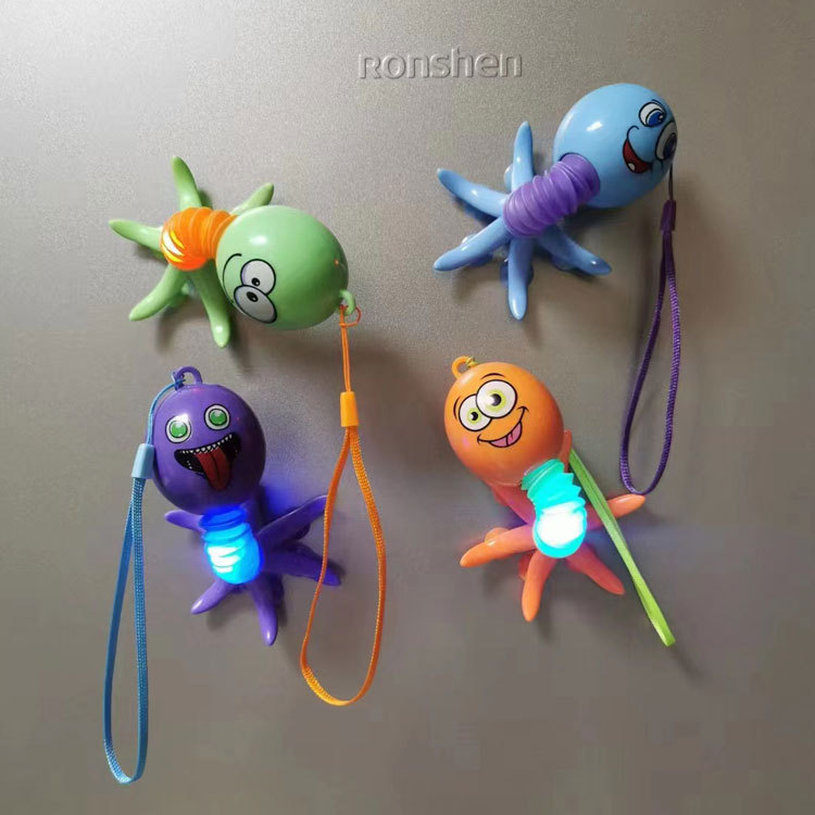 Factory Direct Sales Cross-Border New Octopus with Light Extension Tube Keychain Sucker Octopus Shape Variety Pressure Reduction Toy