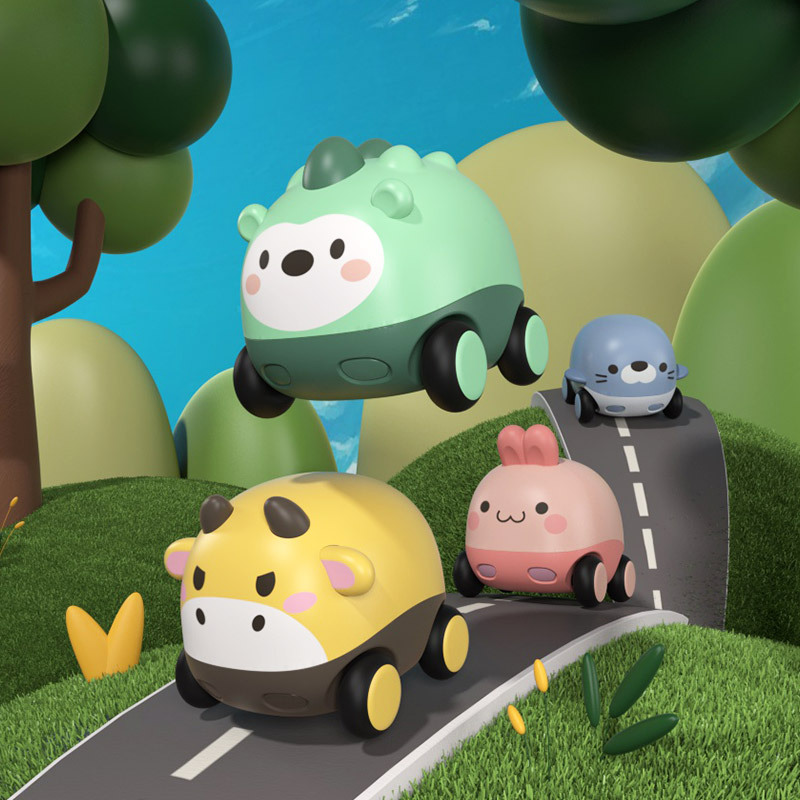 婴儿童卡通玩具车触摸感应灯光音乐惯性声光车男孩恐龙动物小汽车