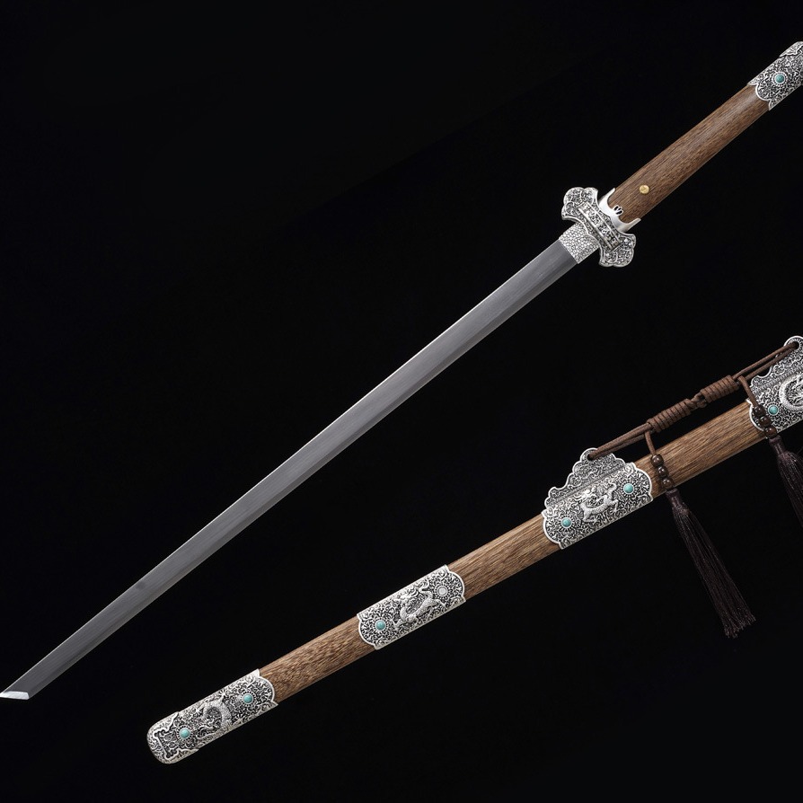 龙泉君魄刀剑银装麒麟唐横刀高锰钢一体刀剑高硬度收藏礼品未开刃